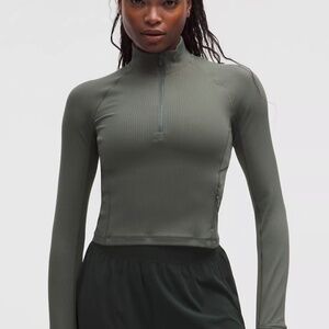 Lululemon Its Rulu Ribbed Half Zip Crop
